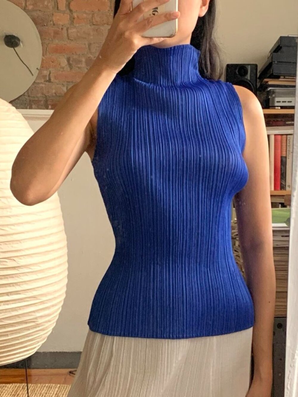 Issey Miyake Pleats Please Mockneck Tank Blue JP3